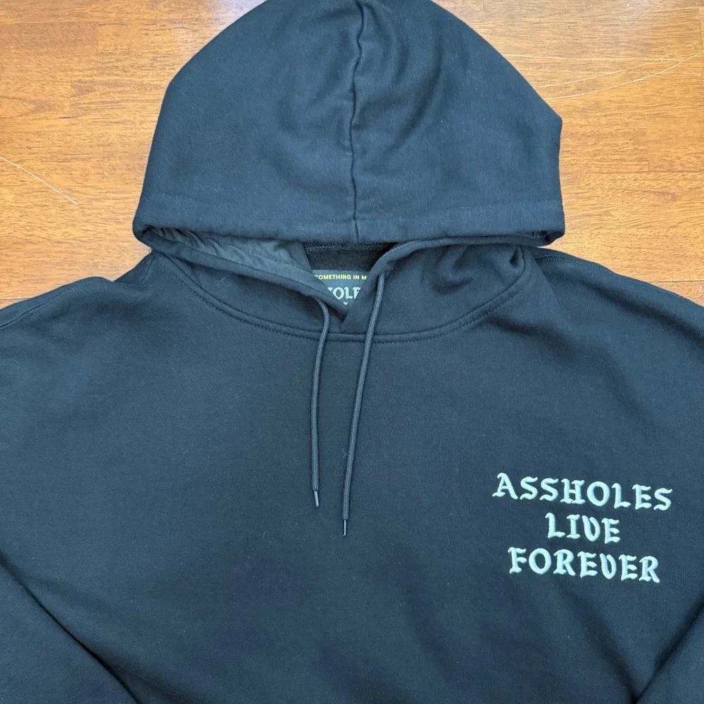 A$$holes Live Forever Hoodie Mens XXXL Black Puff Print Graphic Streetwear Sweat